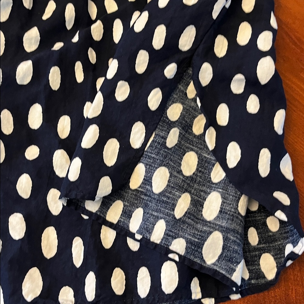 Olga de Polga Linen Blend Navy Polka Dot Shirt Dress - Size 0 (6-8) - Picture 8 of 9